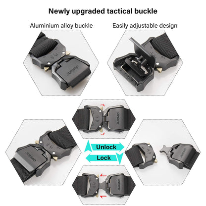 JUKMO Tactical Belt, Military Hiking Rigger 1.5 inches Nylon Web Work Belt with Heavy Duty Quick Release Buckle (Black, Medium) 🍁 All In One Marketplace Canada