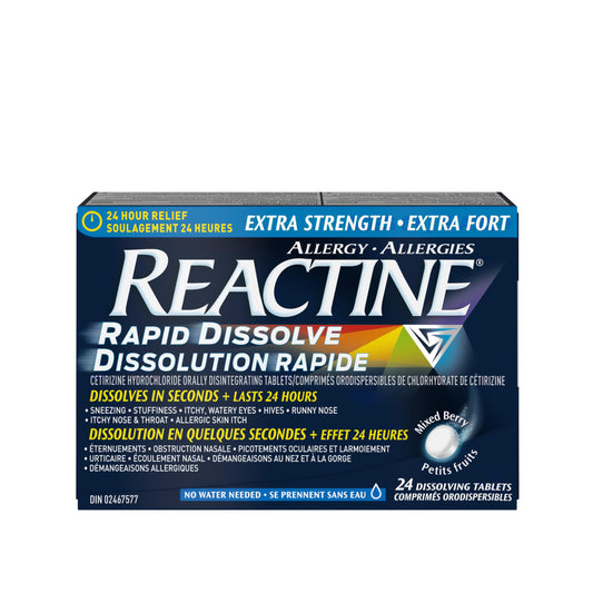 Reactine Rapid Dissolve Extra Strength Tablets - For Itchy Eyes, Hives, Runny Nose - 24 Hour Allergy Relief - 24 Count 🍁 All In One Marketplace Canada