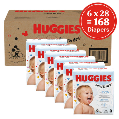 Huggies Size 5 Diapers, Snug & Dry Baby Diapers, Size 5 (25-37 lb.), 168 Count, Packaging May Vary 🍁 All In One Marketplace Canada