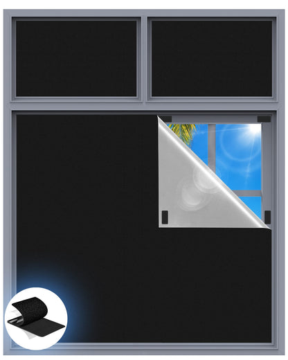 Blackout Curtains for Bedroom, 39" x 58" Portable Blackout Blinds with 20 Sets Hooks & Loops Strips for 100% Blackout Window Film, Temporary Blackout Shades for Windows Cover Nursery Travel RV- Black 🍁 All In One Marketplace Canada