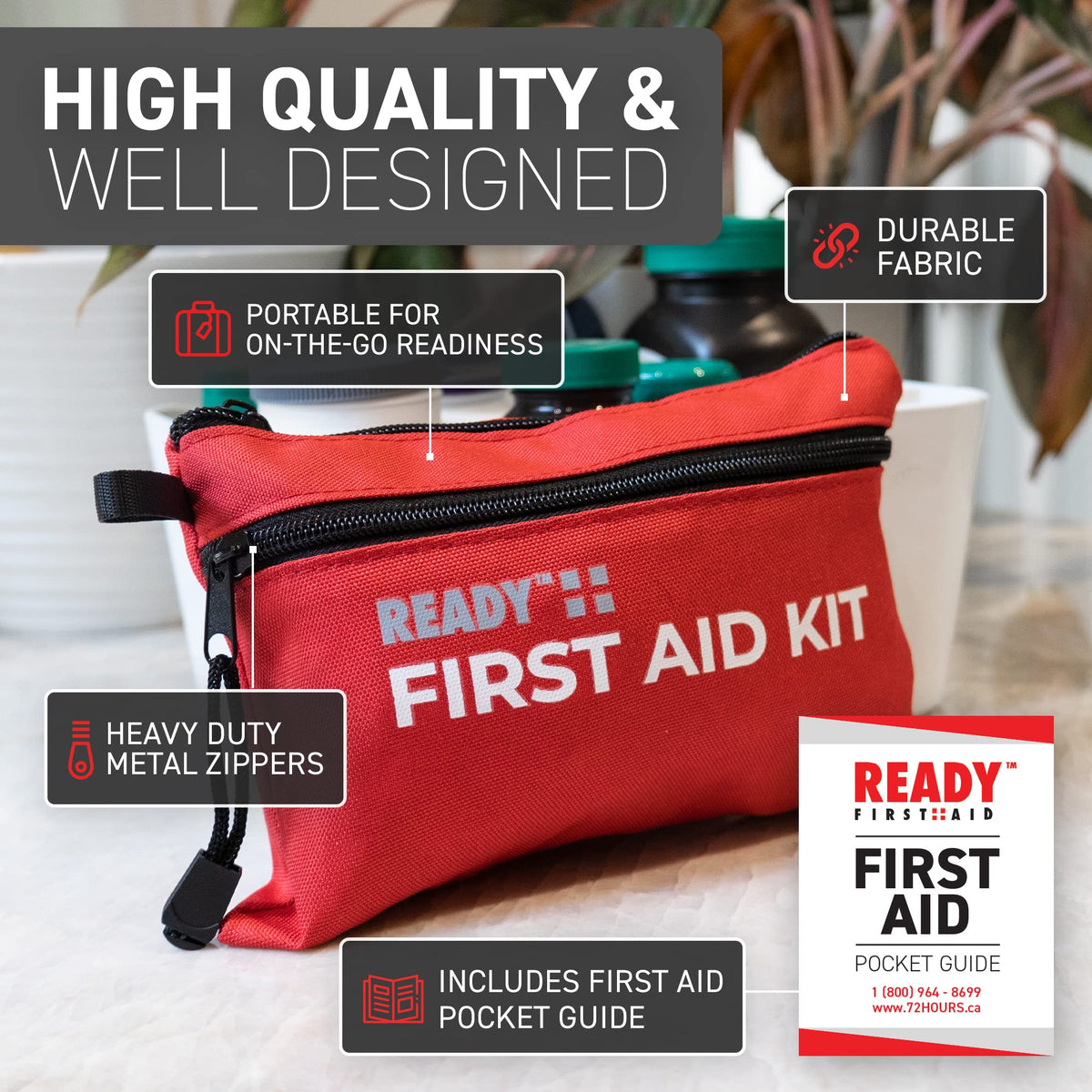 Ready First Aid 107 Piece First Aid Kit - Camping, First Aid Kit, Camping Essentials, Hiking, Home Essentials, Car Emergency Kit, Hiking Gear, First Aid Kit Travel, Car Essentials, Survival Stuff 🍁 All In One Marketplace Canada
