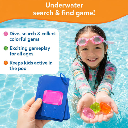 Skillmatics Pool Toys - Seek & Splash, Search & Find Water Game, Swimming Pool Dive Toy for Kids, Summer Fun & Gifts for Boys & Girls Ages 6, 7, 8, 9, 10, 11 & Up, Includes 64 Colorful Gems 🍁 All In One Marketplace Canada