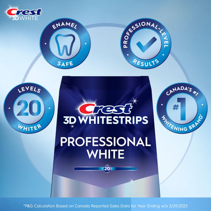 Crest 3D Whitestrips Professional White At-Home Teeth Whitening Kit, 22 Treatments, 20 Levels Whiter 🍁 All In One Marketplace Canada