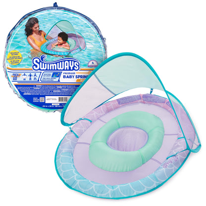 SwimWays Baby Spring Float, Baby Pool Float with Canopy, Swim Training PFD, Swimming Pool Accessories for Babies and Toddlers 9-24 Months, Mermaid 🍁 All In One Marketplace Canada