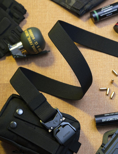 JUKMO Tactical Belt, Military Hiking Rigger 1.5 inches Nylon Web Work Belt with Heavy Duty Quick Release Buckle (Black, Medium) 🍁 All In One Marketplace Canada