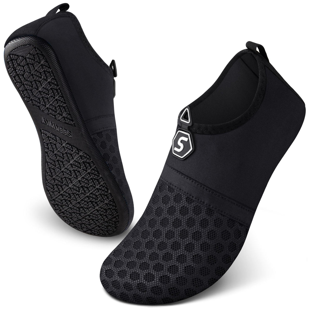 SEEKWAY Water Shoes Women Men Quick-Dry Beach Aqua Socks Barefoot Non Slip Swim Pool Outdoor Surf River Lake Yoga SK001 Black Size 11.5-12.5 W/10.5-11.5 M 🍁 All In One Marketplace Canada