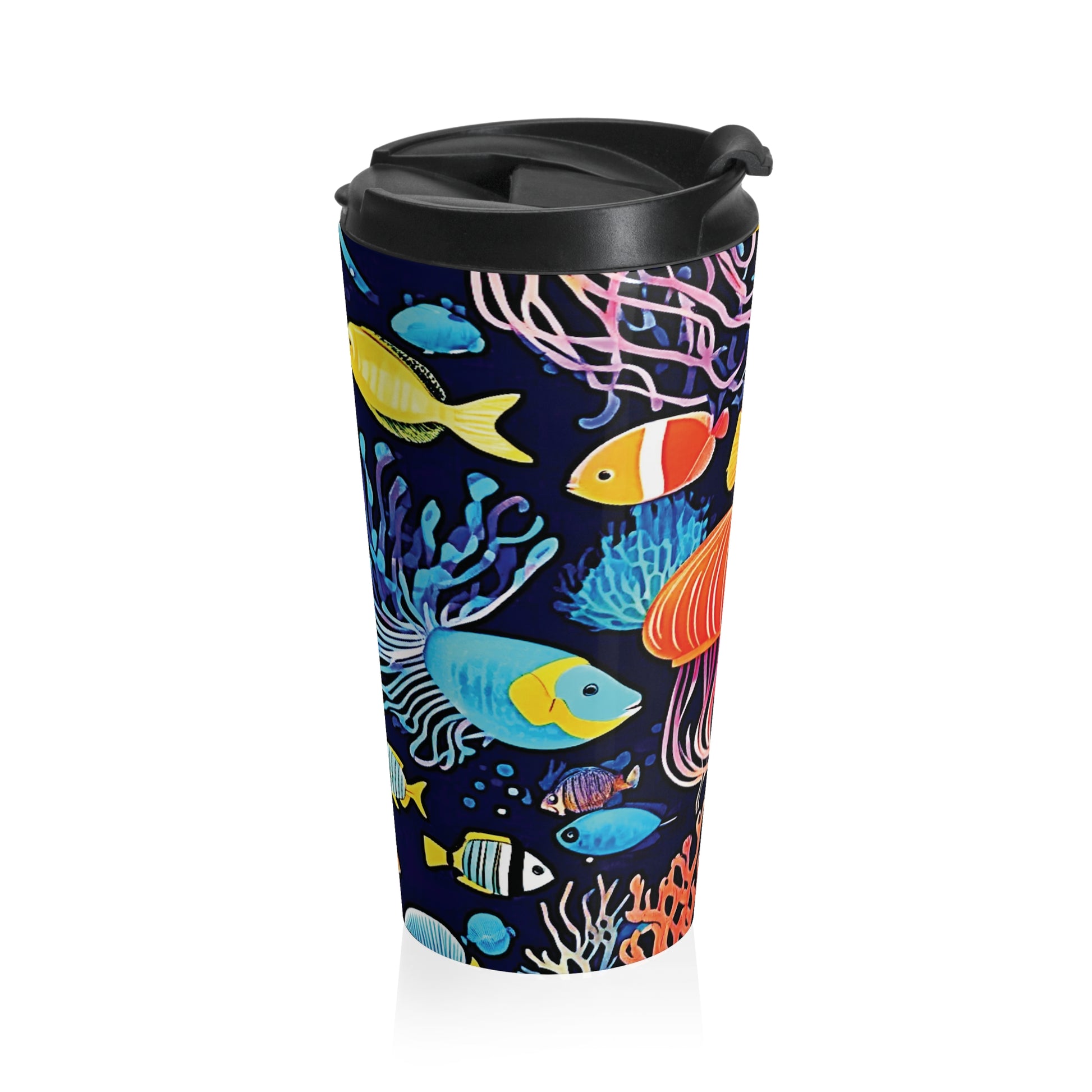 Ocean Jellyfish Travel Mug — Colorful Underwater Stainless Steel Tumbler - AURABAGS SHOP