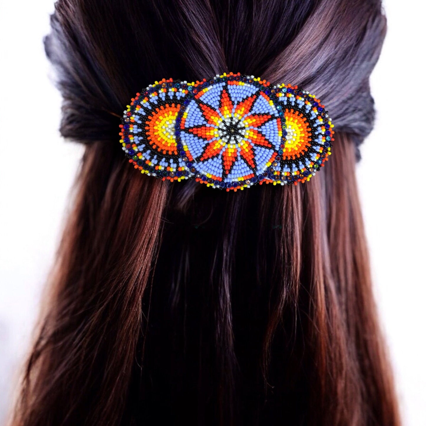 Light Blue Native American Beaded Barrettes
