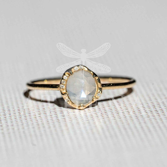Moonstone Solitaire Ring in 14K Yellow Gold