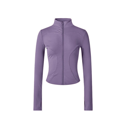 Women’s Long-Sleeve Zip-Up Workout Jacket – Tight-Fit Yoga & Fitness Top