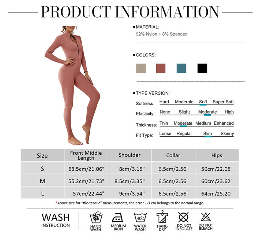 Women’s Seamless Zipper Yoga Bodysuit – Threaded Workout & Fitness Activewear