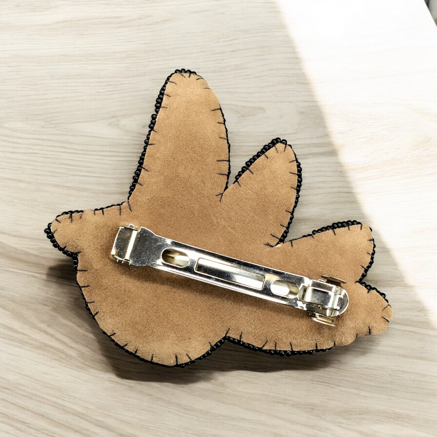 Orange and Green Beaded Hummingbird Barrette