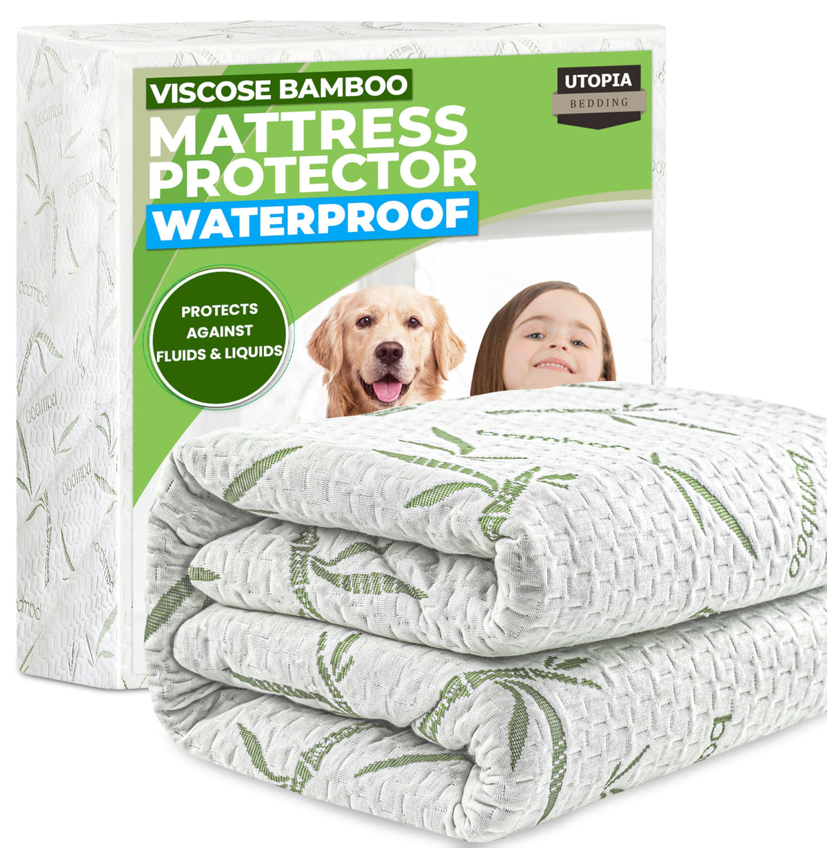 Utopia Bedding Waterproof Mattress Protector Full/Double Size, Bamboo Viscose Mattress Cover 200 GSM, Fits 15 Inches Deep, Breathable, Fitted Style with Stretchable Pockets 🍁 All In One Marketplace Canada