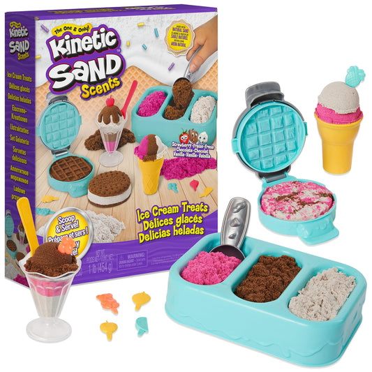 Kinetic Sand Scents, Ice Cream Treats Playset with 3 Colors Scented Play Sand & 6 Tools, Sensory Toys for Kids Ages 3 and up 🍁 All In One Marketplace Canada