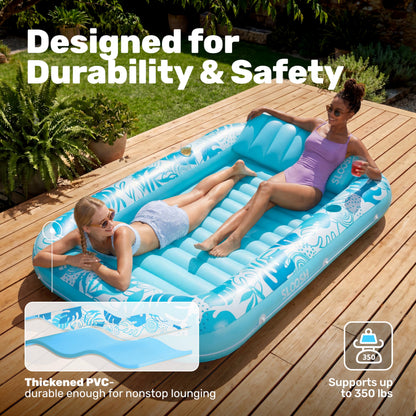 Sloosh Inflatable Tanning Pool Lounger Float-XL, 85" x 57" Extra Large Suntan Sun Tan tub for Adults, Bed Blow up, Raft Lounge Floatie, XL-Blue 🍁 All In One Marketplace Canada