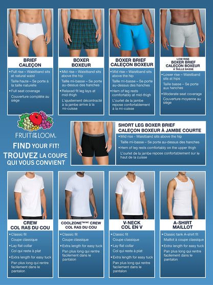 Fruit of the Loom Men's 5 Pack Exposed Waistband Assorted, Blues Boxer, Size Large 🍁 All In One Marketplace Canada