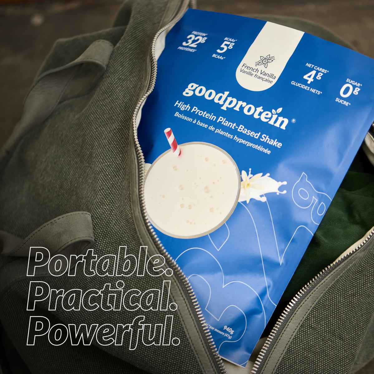 Good Protein – 32g Protein, Vegan High Protein Powder, 100% Natural, Non-GMO, Dairy-free, Gluten & Soy Free and No Added Sugar. Plant-Based Protein Shake (French Vanilla, 470 g) 🍁 All In One Marketplace Canada
