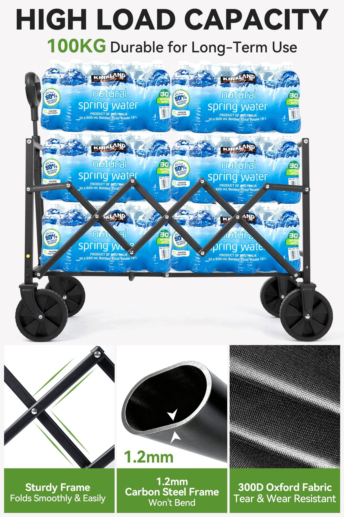 Hikenture Wagon Cart Foldable, Ultra-Compact Small Utility Folding Wagon, Heavy Duty Grocery Cart with All-Terrain Wheels, Portable Collapsible Wagon for Garden, Beach, Shopping, Camping, Sports 🍁 All In One Marketplace Canada