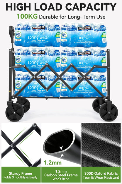 Hikenture Wagon Cart Foldable, Ultra-Compact Small Utility Folding Wagon, Heavy Duty Grocery Cart with All-Terrain Wheels, Portable Collapsible Wagon for Garden, Beach, Shopping, Camping, Sports 🍁 All In One Marketplace Canada