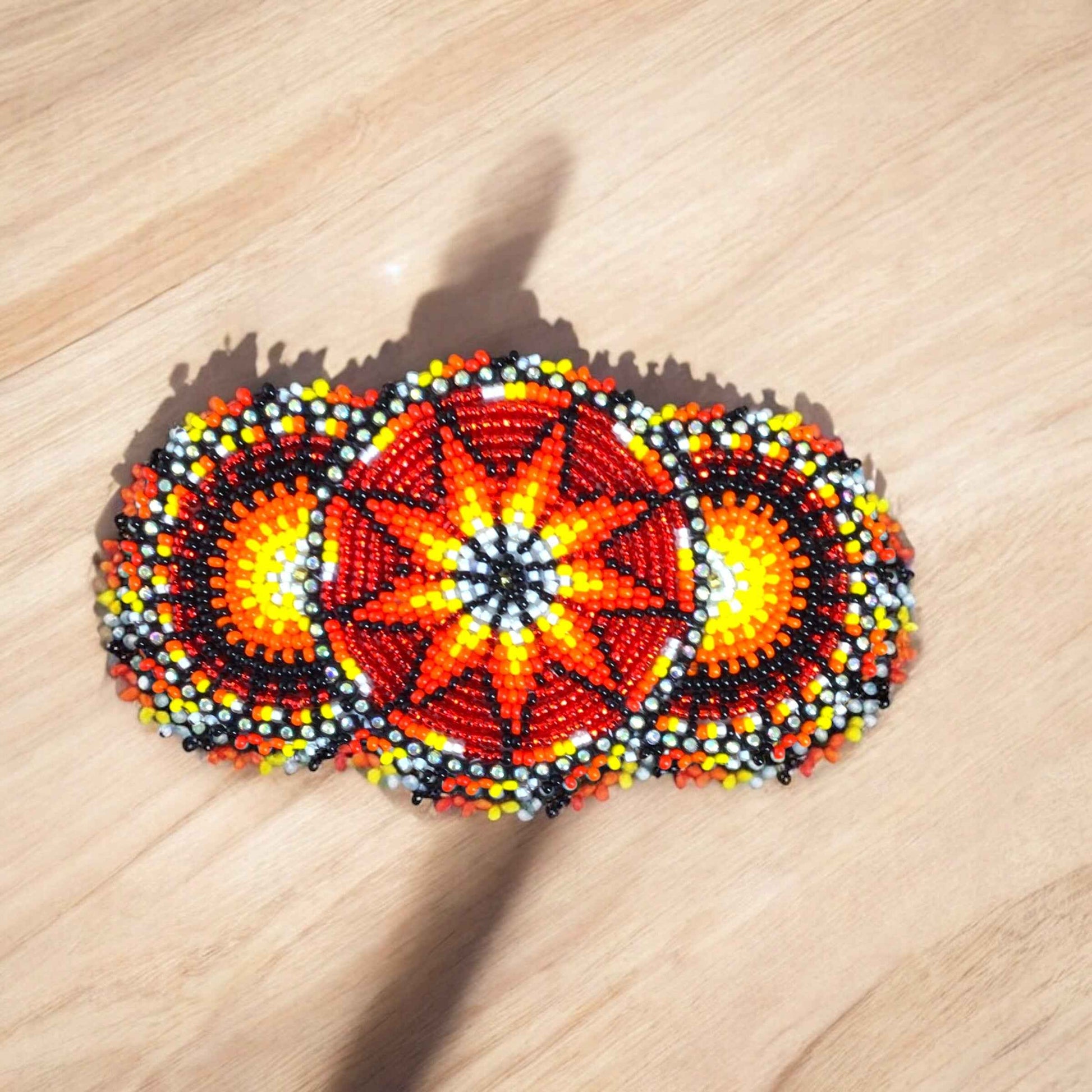 Red Native American Beaded Barrettes