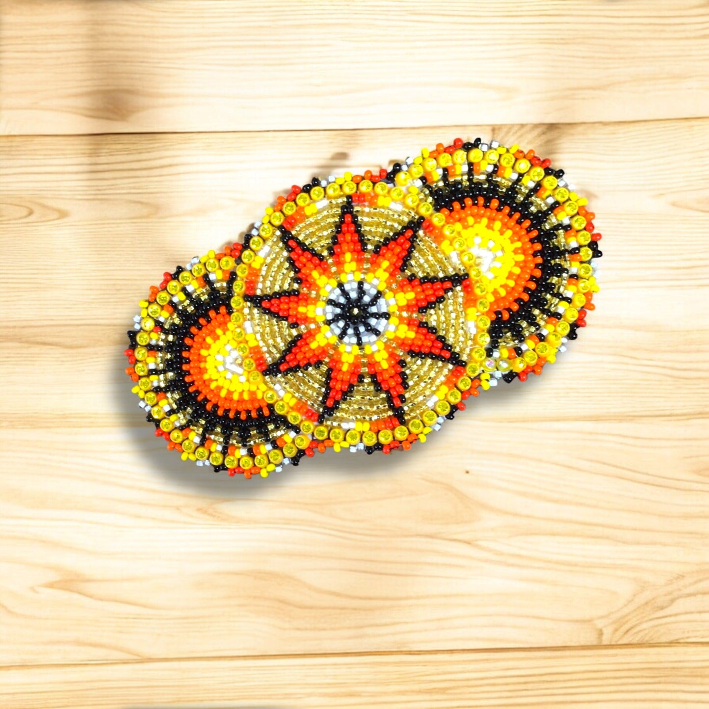 Golden Native American Beaded Barrettes