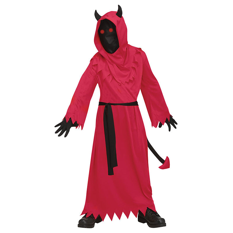 Demon cosplay Halloween costume with horned hood