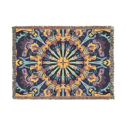 Bohemian Mosaic Woven Blanket — Vintage Tile Medallion Blanket Throw