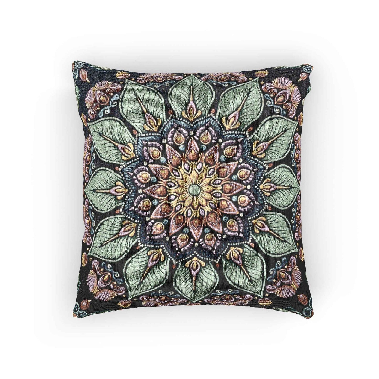 Mandala Floral Mosaic Woven Pillow | Boho Decorative Cushion Cover