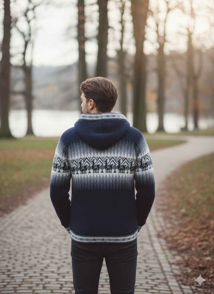 Unisex Alpaca Navy Blue Sweater