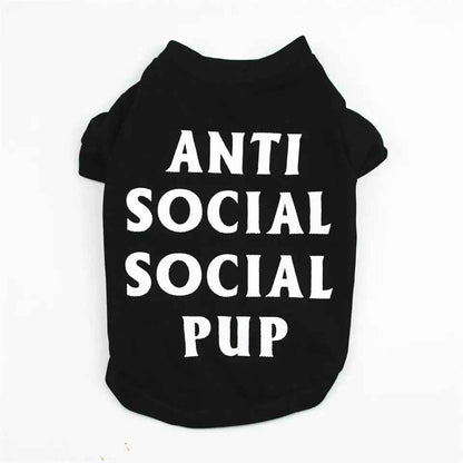 Anti Social Social Pup Tee | Graphic Dog T Shirt