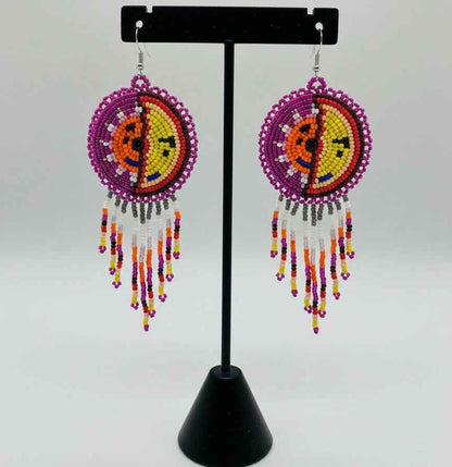 Pink Sun & Moon Beaded Fringe