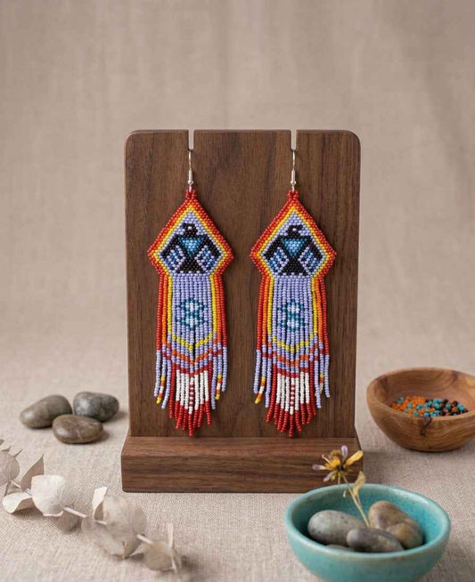 Beaded thunderbird earrings ( Light Blue )