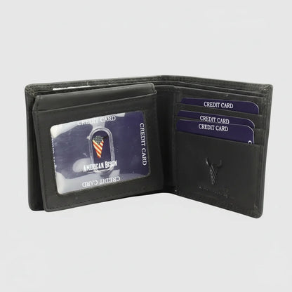 Men’s Cow Leather Wolf Embossed Bifold Wallet
