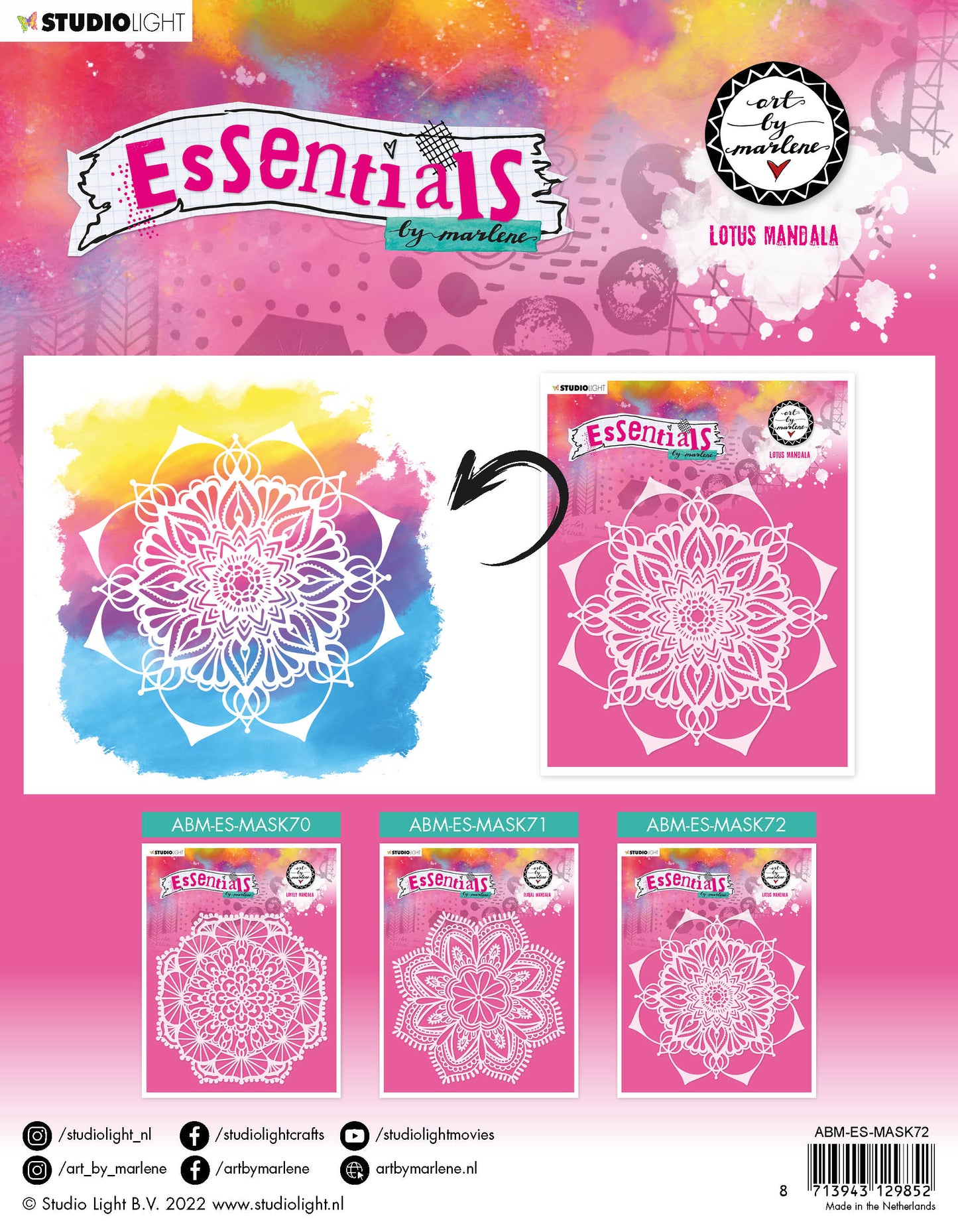 ABM Mask Lotus Mandala Essentials 200x200x1mm 1 PC nr.72