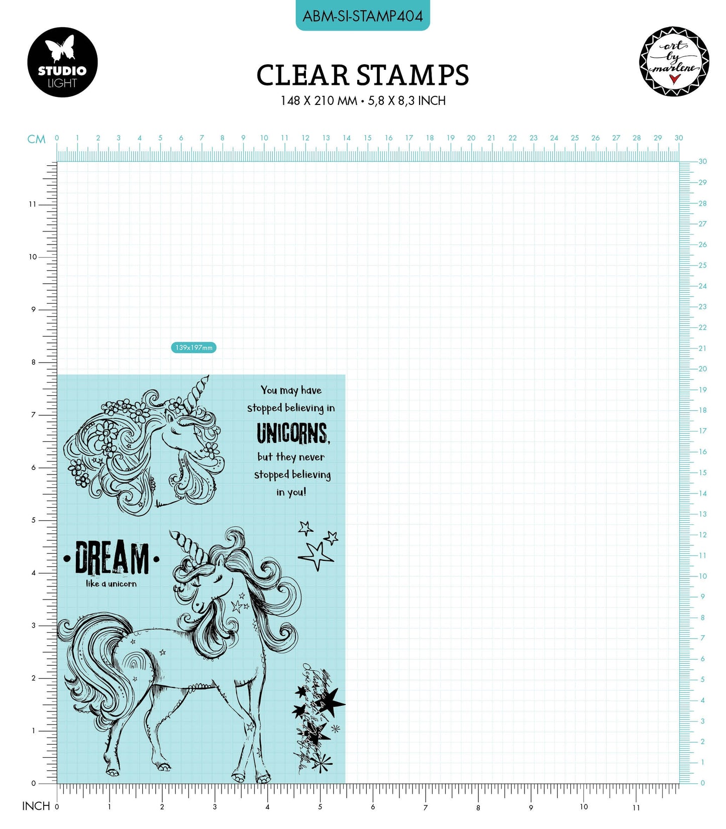 ABM Clear Stamp Unicorn Dream Signature Collection 197x139x3mm 6 PC nr.404