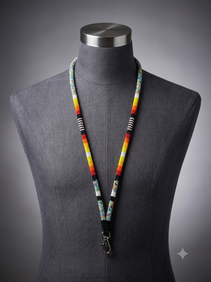Round Beaded Lanyard(White)