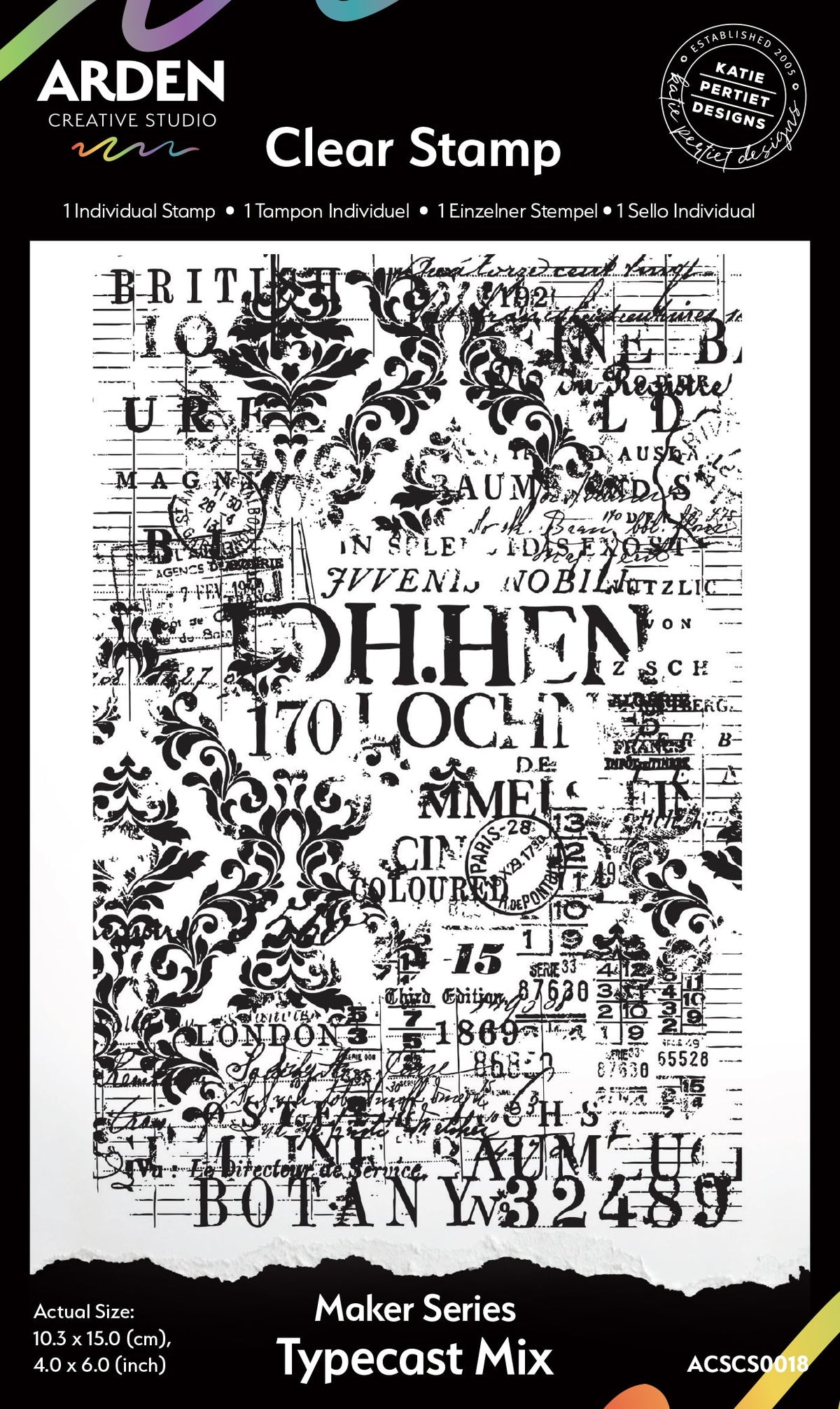 Arden Creative Studio Maker Series Typecast Mix  4in x 6in Background Stamp