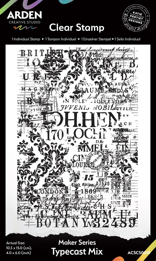 Arden Creative Studio Maker Series Typecast Mix  4in x 6in Background Stamp