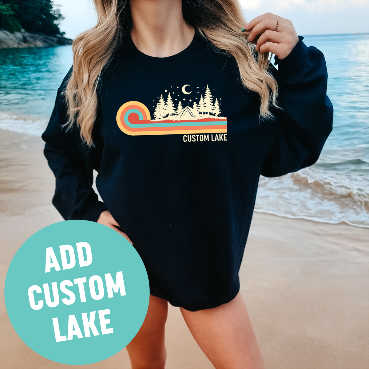 Retro 70s Camping Unisex Crewneck Sweatshirt | Lake Apparel