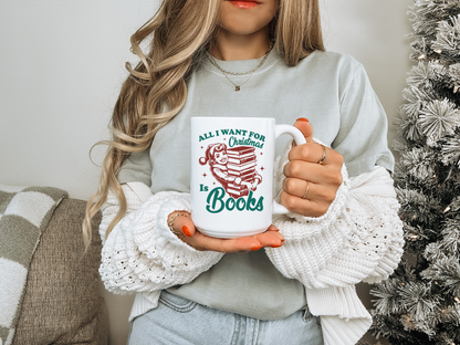 All I Want For Christmas Ceramic Mug | Bookish | Christmas Mug | Book Mug