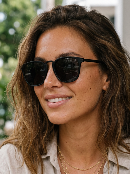 Boléro Maven — Matte Black Square Keyhole Sunglasses