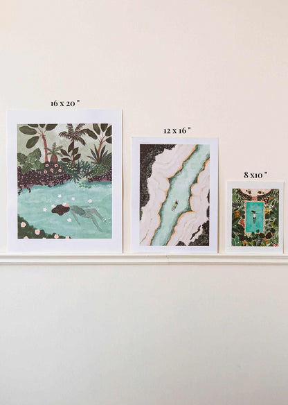 Swimming with Tigers Art Print
