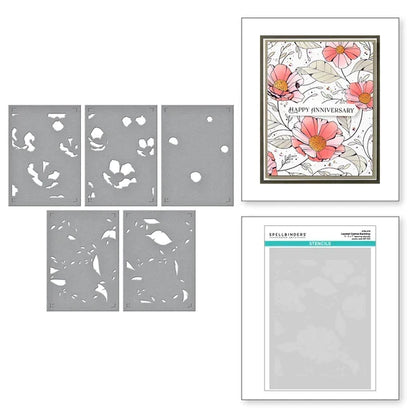 Cosmos Backdrop BetterPress and Stencil Bundle from the Pressed Posies Collection