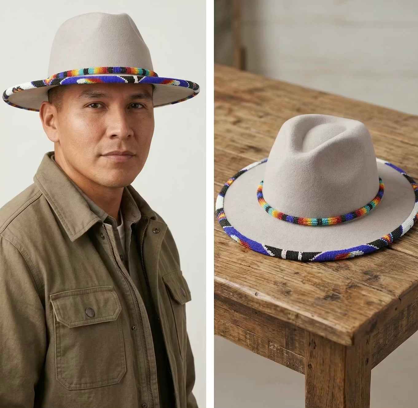 Size-60 Handmade Beaded Hat