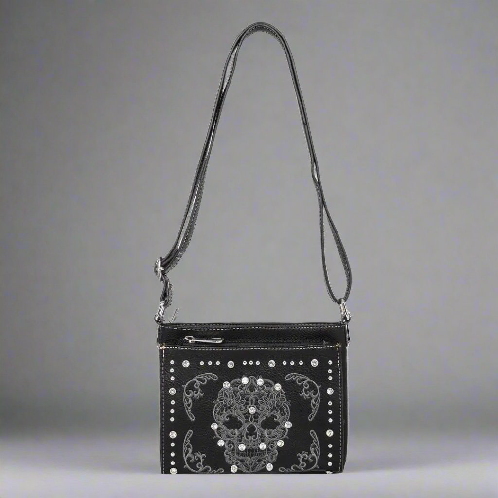 BOL Cross Body Sugar Skull Faux Leather Handbag