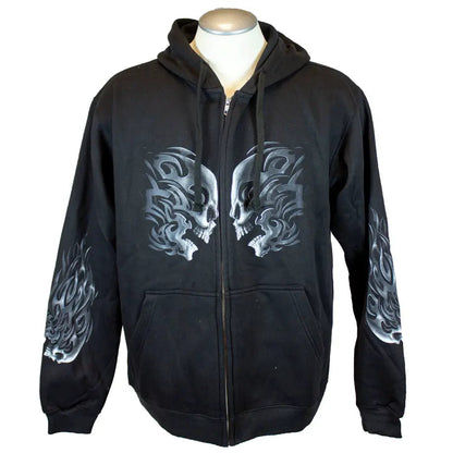 BOL Men's Head Butt Skulls Zipper Hoodie