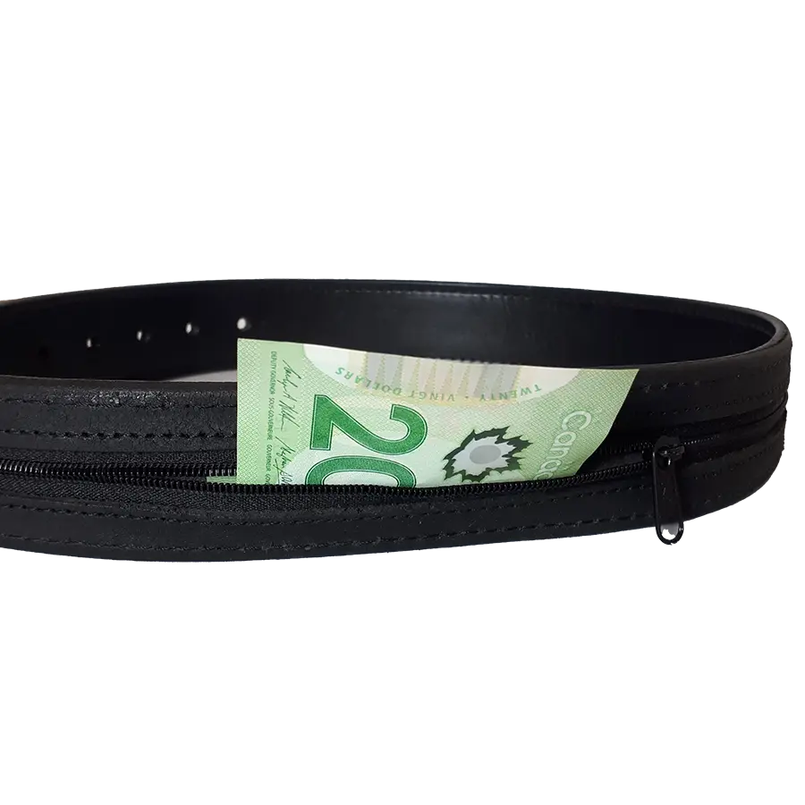 BOL Men's Hidden Pocket Grain Leather Money Belt
