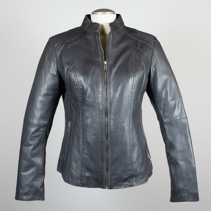 BOL Women's Basket Weave Accent Leather Jacket