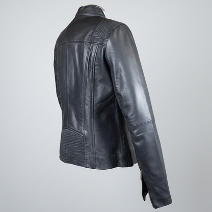 BOL Women's Basket Weave Accent Leather Jacket