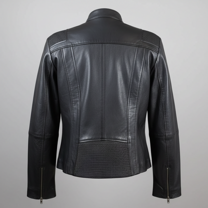 BOL Women's Basket Weave Accent Leather Jacket